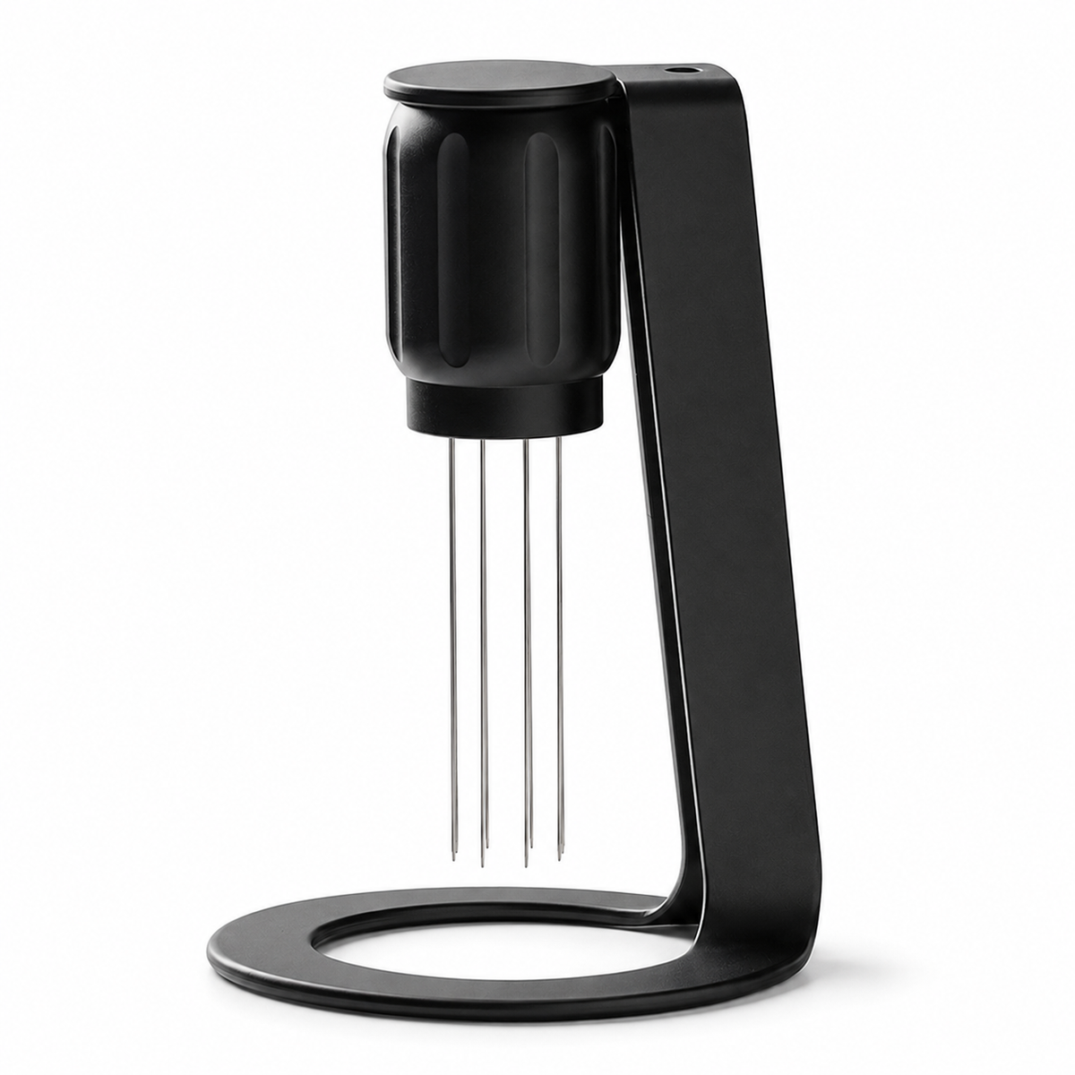 Black Grind Logic Magnetic WDT Tool with 8-needle espresso distribution stand