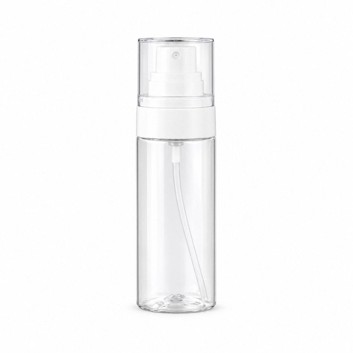 Clear 50ml RDT coffee spray bottle with white spray pump and transparent cap on a white background | Grind Logic