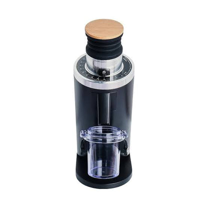 Front Facing DF54 Coffee Grinder black with dosing cup and bellows 