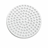 Top view of a perforated stainless steel espresso puck screen on a white background - Grind Logic