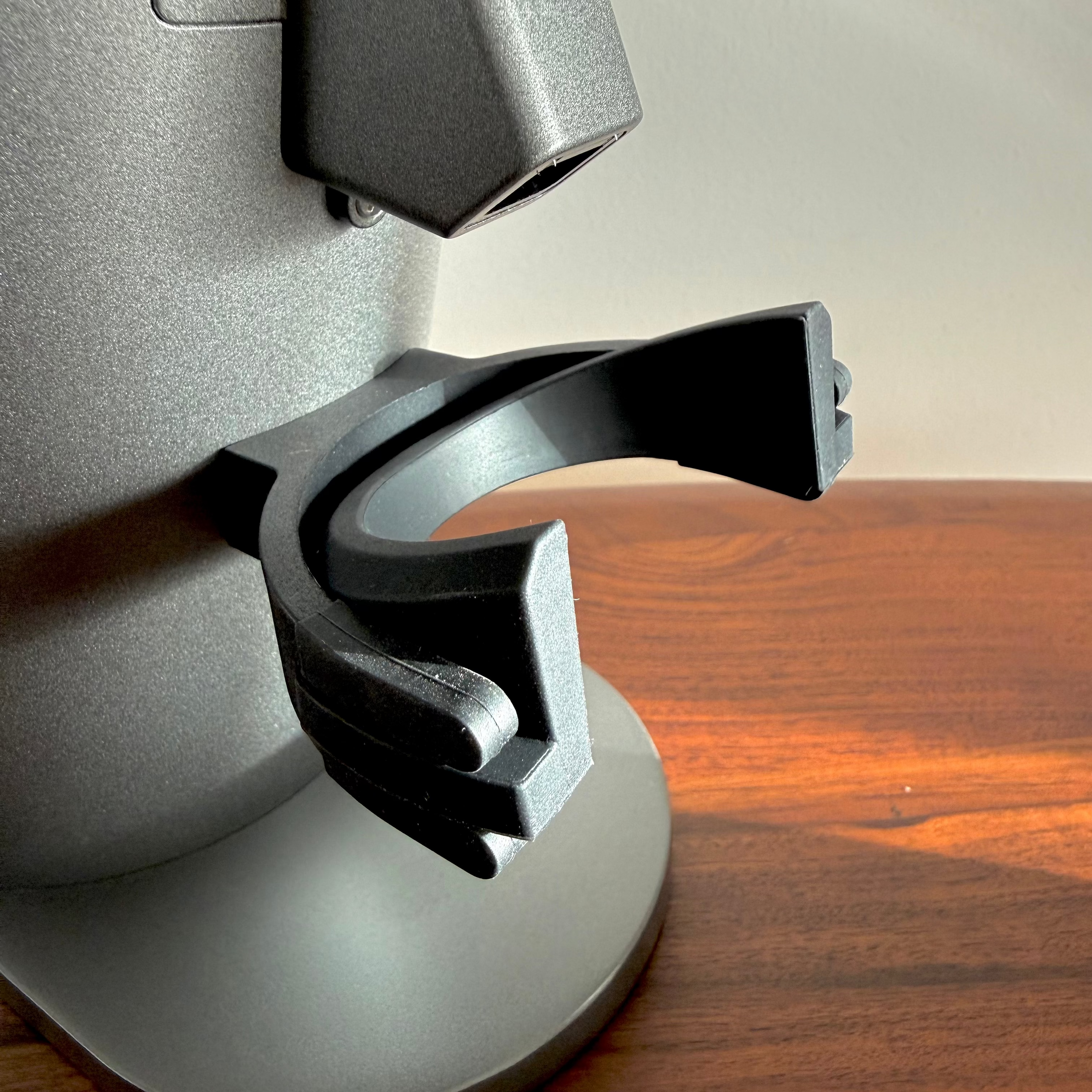 Portafilter fork angled rubber adapter on grey DF54 Coffee Grinder - Grind Logic