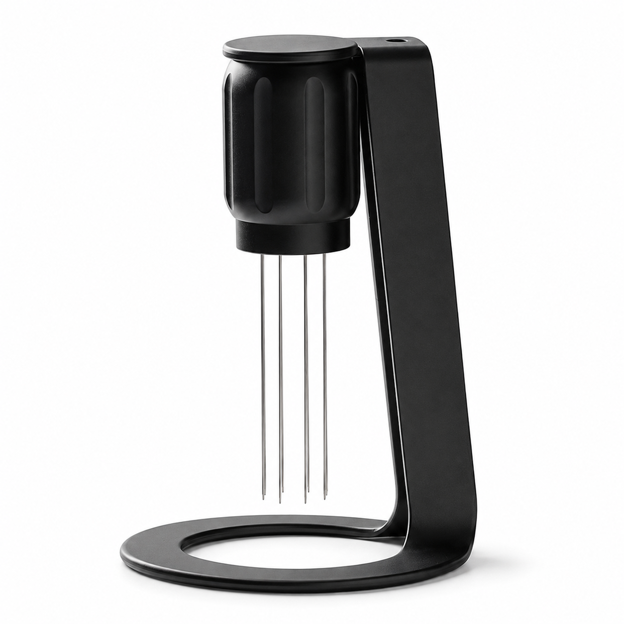 Black Grind Logic Magnetic WDT Tool with 8-needle espresso distribution stand