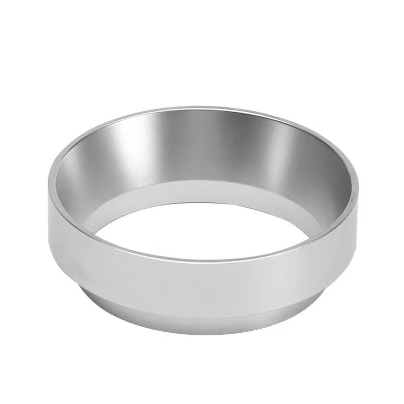 Grind Logic silver aluminium portafilter dosing funnel on a white background